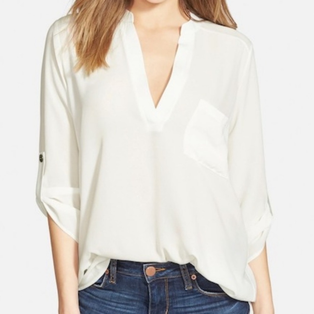 Lush perfect roll tab tunic blogger favorite white